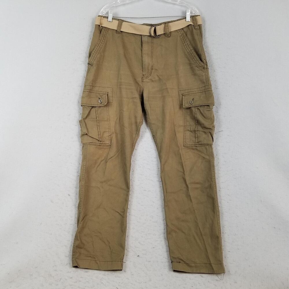 Wear First Cargo Pants Mens 34x30 Khaki Casual Cotton Utility Pockets Belted‎